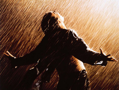Tim Robbins takes in the sweet, sweet moisture droplets of freedom in 'Shawshank Redemption' (Credit: Columbia Pictures)