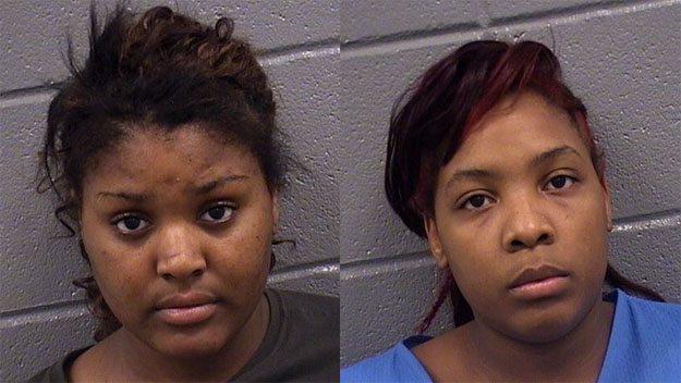 Trinity Green (left) and Zana Jackson (right) are accused of pepper spraying security officers at Orland Square Mall after being caught trying to shoplift from Macy's. (Credit: Cook County Sheriff)