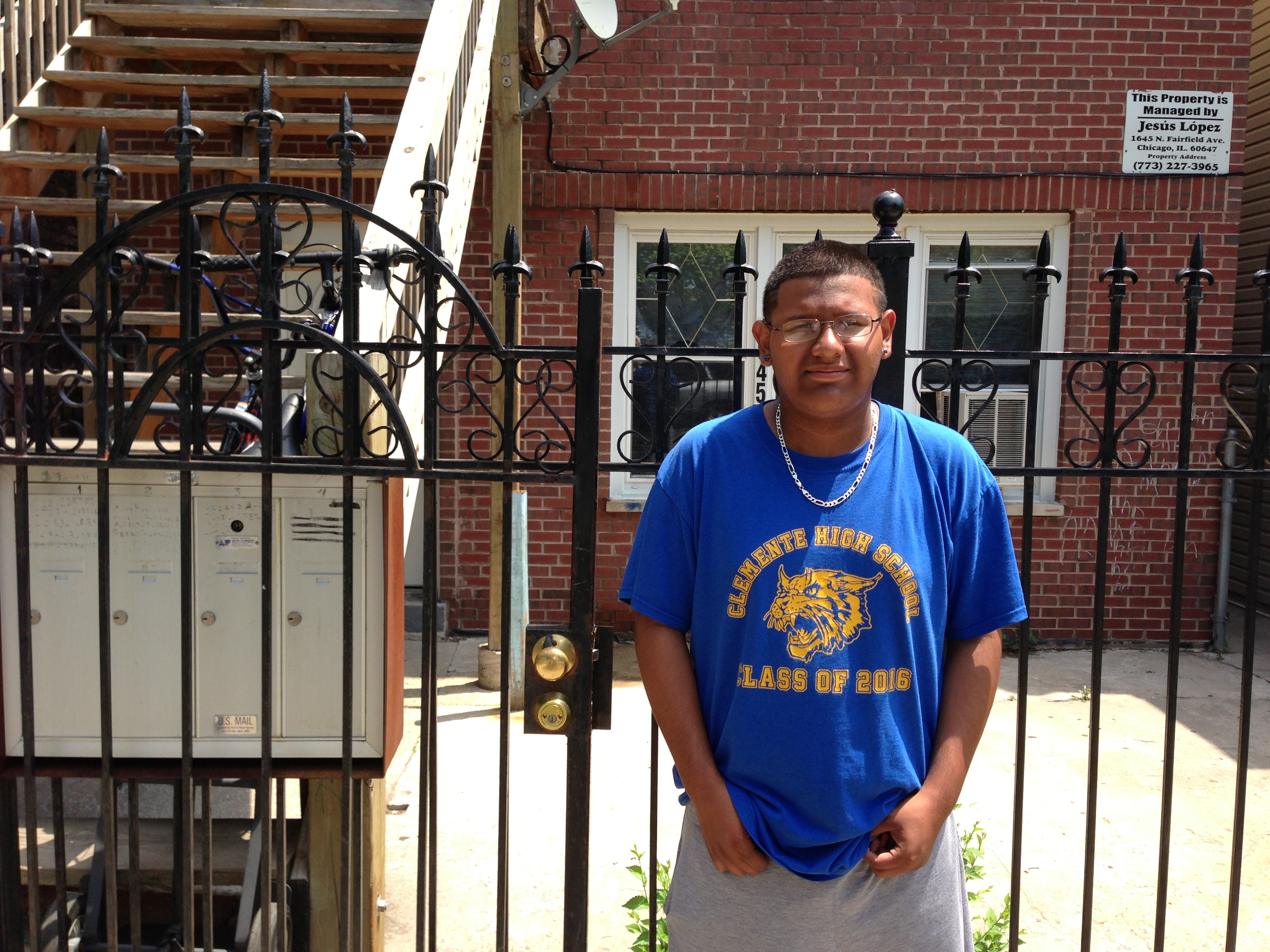 Tenant Carlos Rodriguez outside his Humboldt Park apartment. (Credit: Chicago)