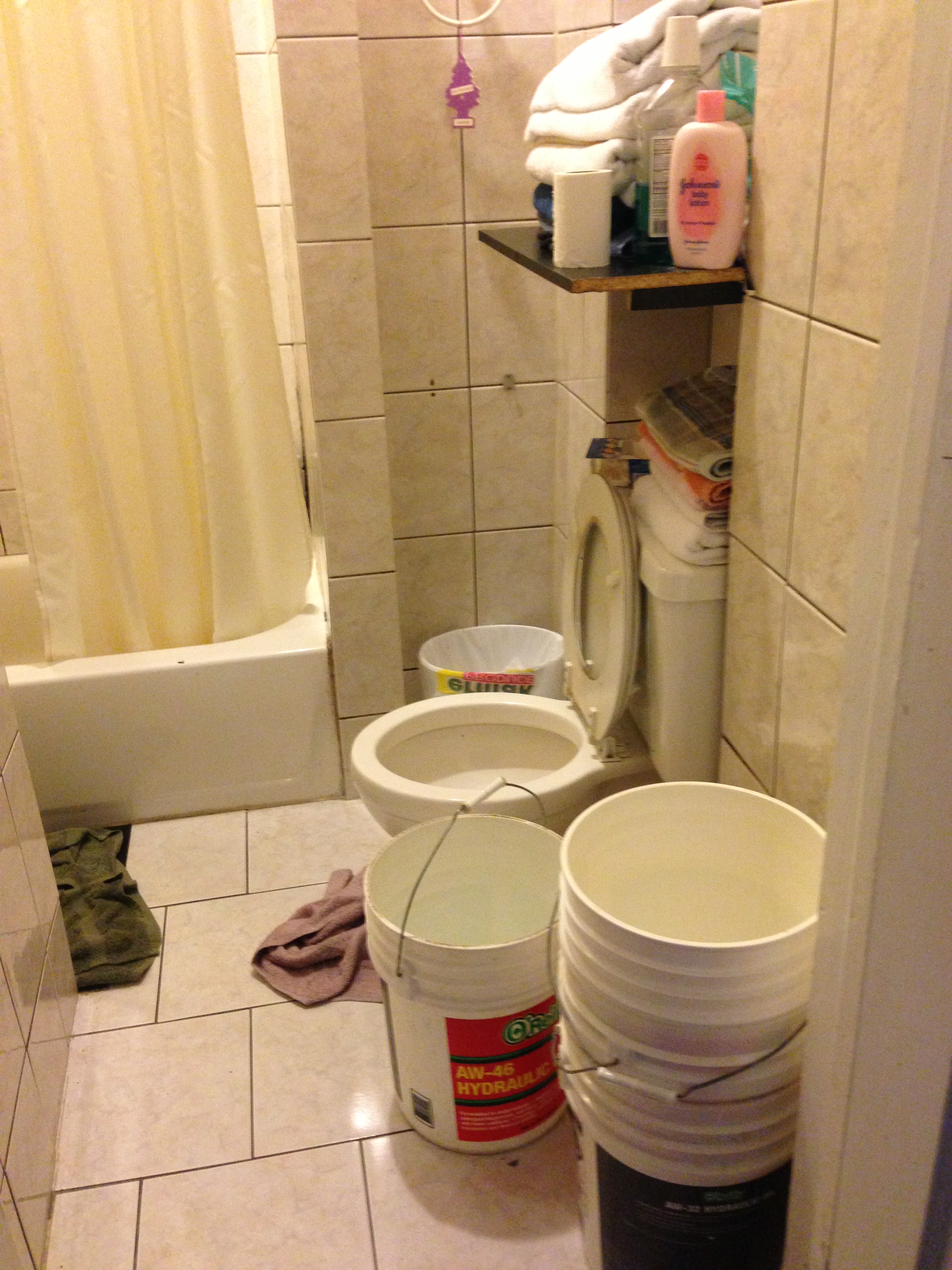Tenants Had to use buckets to flush the toilet and for bathing. (Credit: Steve Miller)