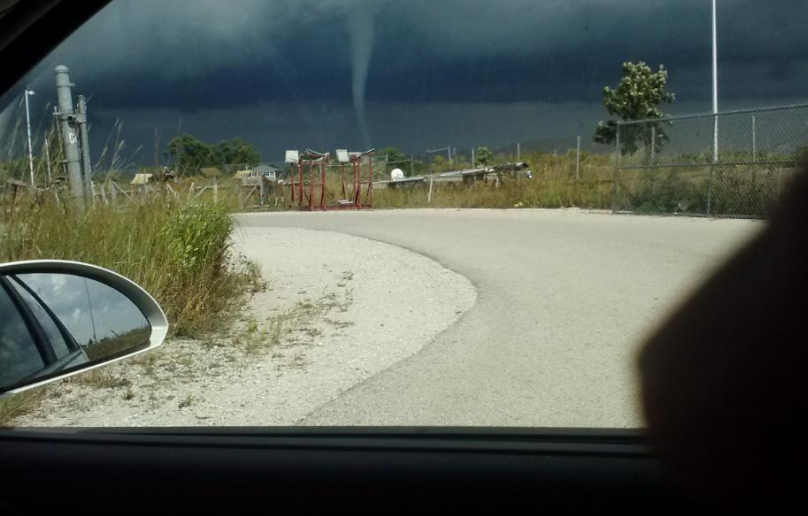 Winthrop Harbor Police captured images of the water spouts on Thursday.  (Credit: Winthrop Harbor Police)