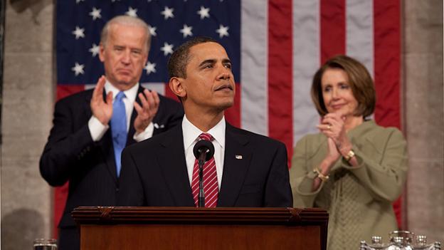 President Obama speaks to a joint session of Congress in February, 2009 (Credit: The White House)