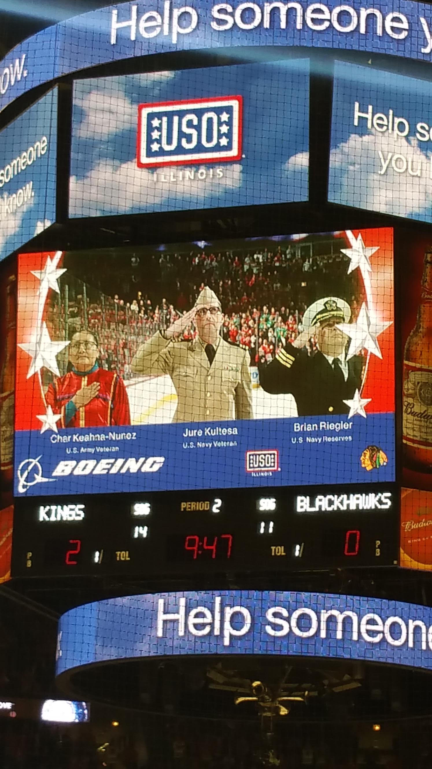 Riegler was recently honored at a Chicago Blackhawks game. (Courtesy Brien Riegler)