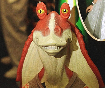 Listen, it's Star Wars Day, son. Buy all the Jar Jar Binks action figures you want! (Photo credit: MATT CAMPBELL/AFP/Getty Images)