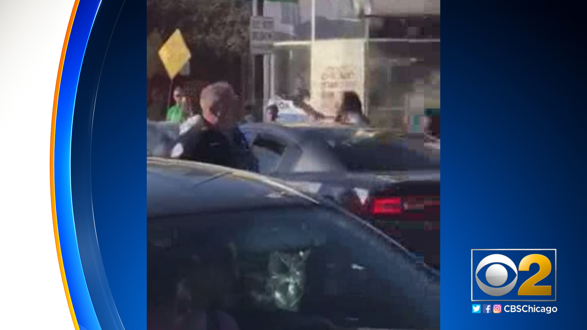 Cell phone video from a witness to a fatal police-involved shooting in Mount Greenwood appears to show the suspect pointing a gun. (Supplied to CBS)