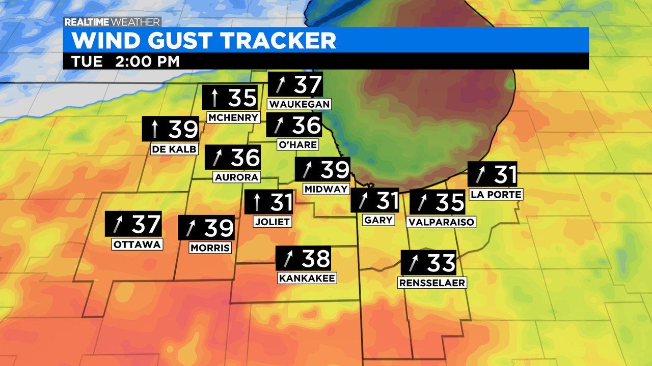 Wind Gust Tracker 2 p.m. Tuesday: 11.08.20