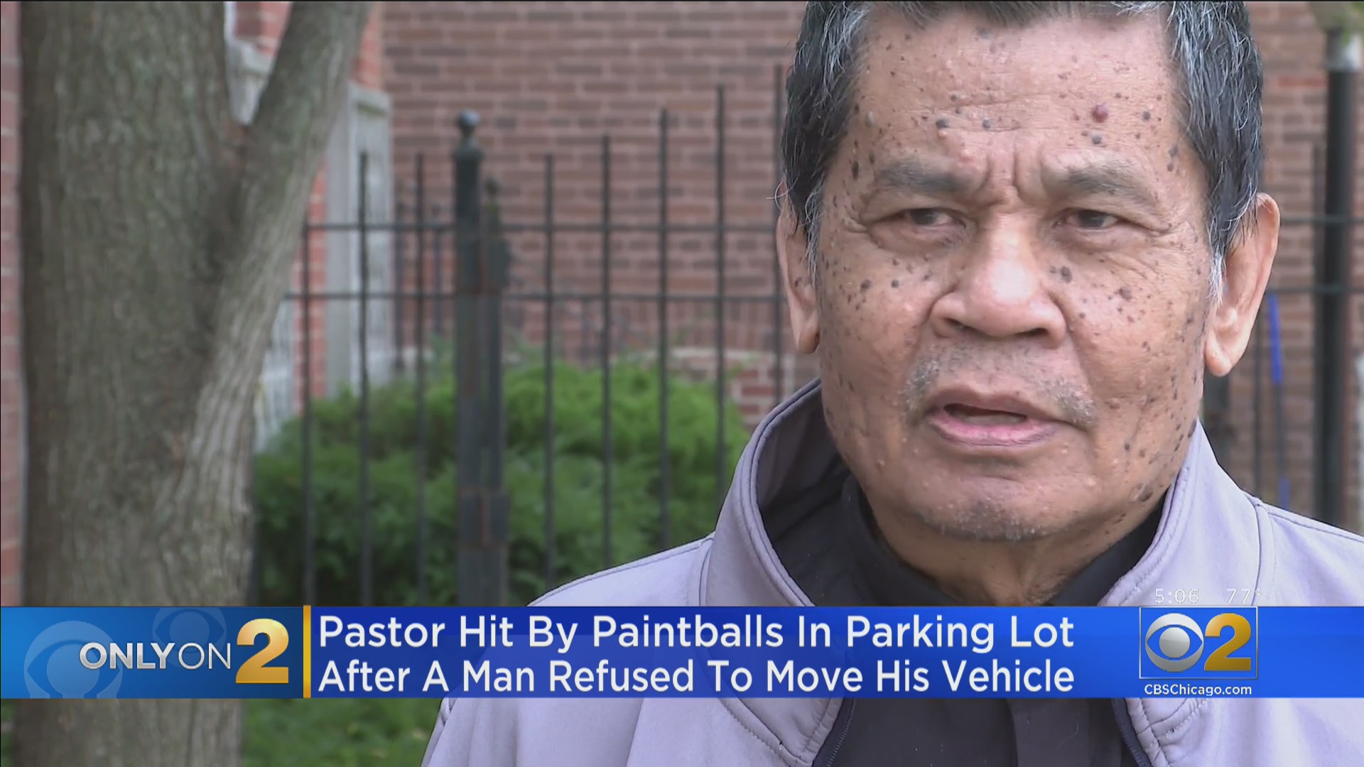 Priest shot with paintball gun in parking lot