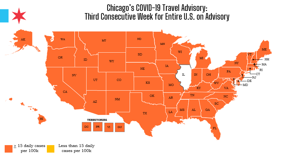 Keine Änderungen an Chicago Travel Advisory;  Jeder Bundesstaat bleibt die dritte Woche in Folge auf der Liste – CBS Chicago